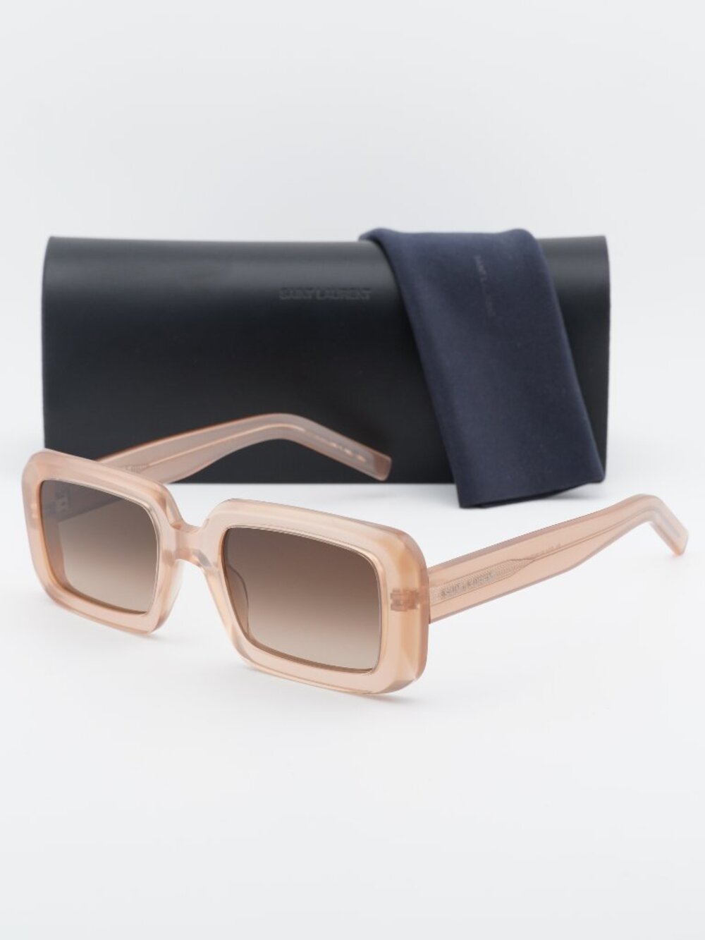 Saint Laurent SL534 SUNRISE 014 Rectangle Sunglasses - Shiny Orange/Brown - Picture 1 of 11